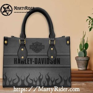 Charcoal Flames Harley Davidson Leather Handbag Women