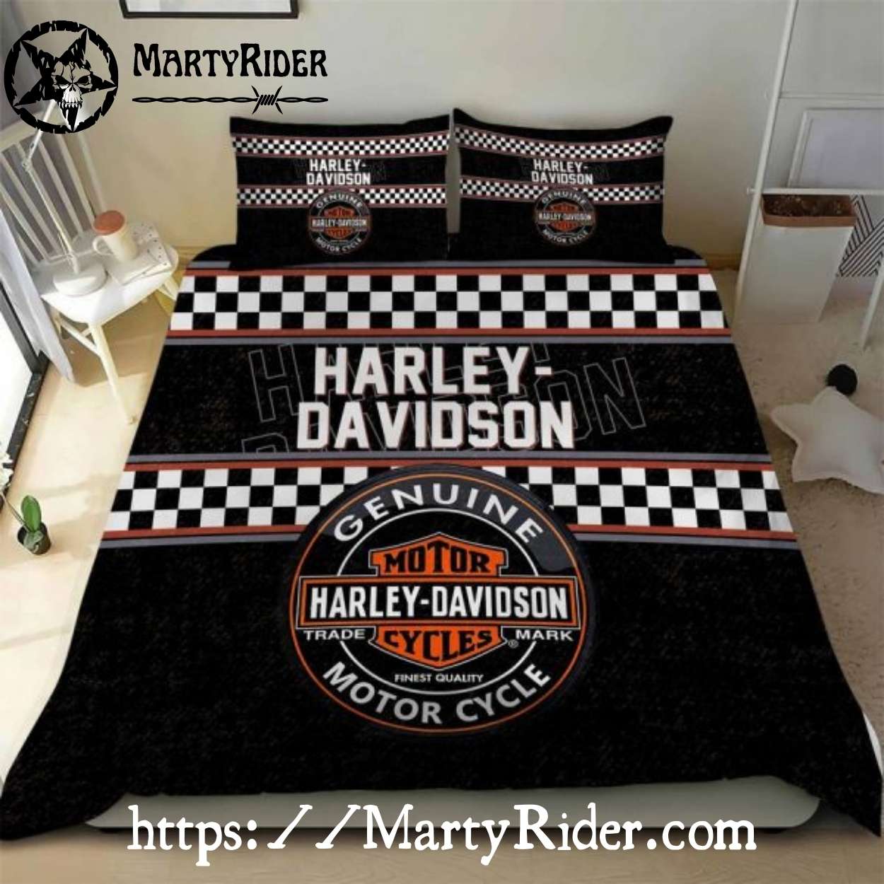 Checkerboard Badge Harley Davidson Bedding Sets Genuine Style Checkerboard Badge Harley Davidson Bedding Sets Genuine Style