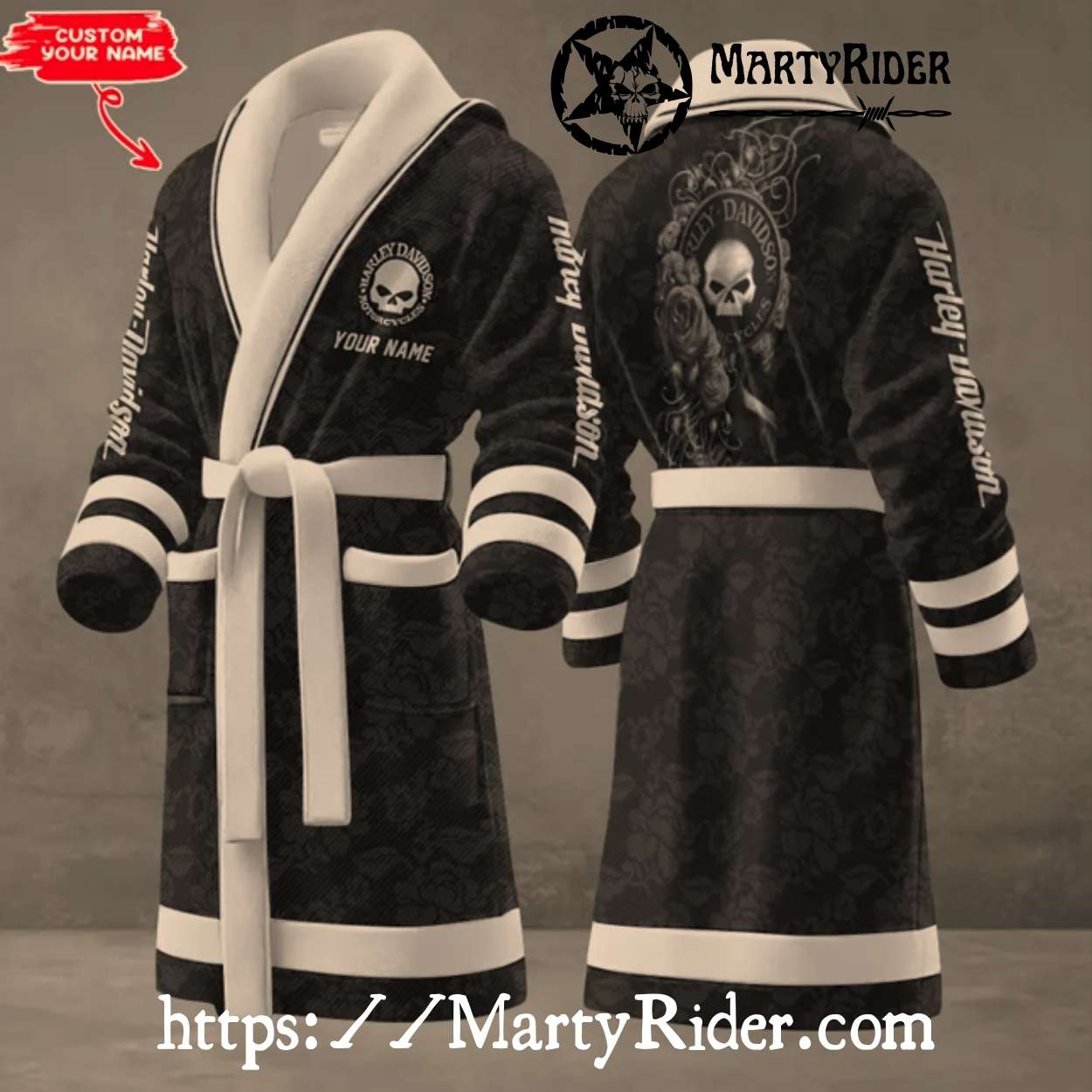 Classic Black White Skull Harley Davidson Bathrobes Robe Classic Black White Skull Harley Davidson Bathrobes Robe