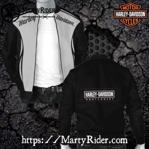 Classic Black and White Harley Davidson Montgomery Bomber Jacket