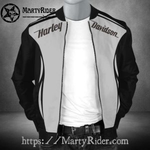 Classic Black and White Harley Davidson Montgomery Bomber Jacket