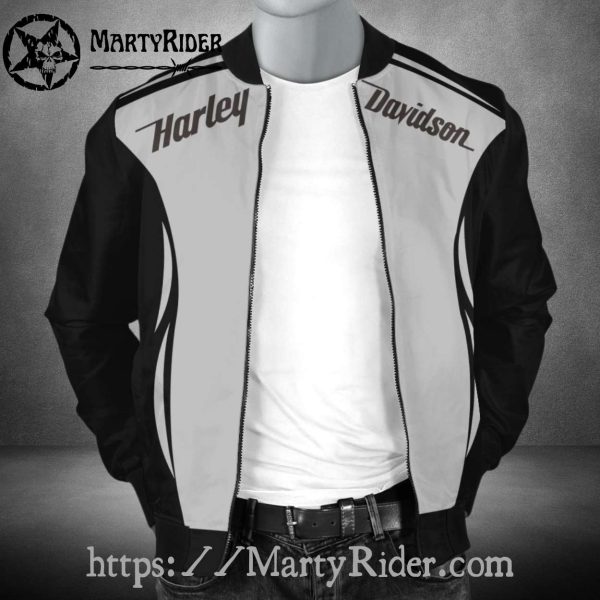 Classic Black and White Harley Davidson Montgomery Bomber Jacket