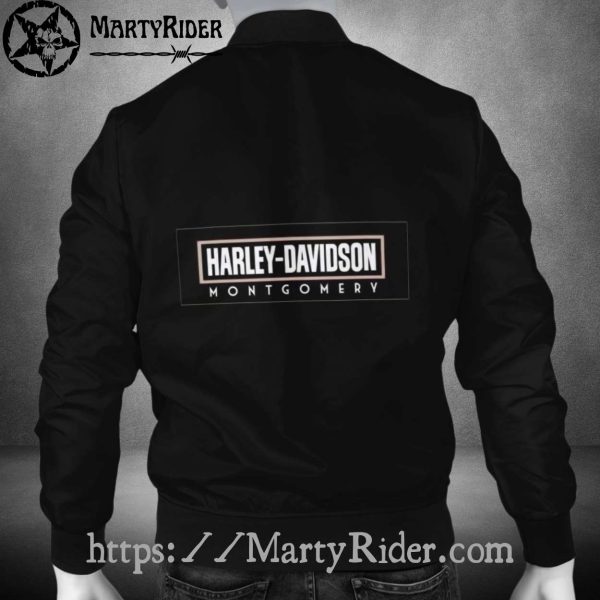 Classic Black and White Harley Davidson Montgomery Bomber Jacket