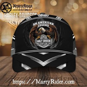 Classic Eagle Harley Davidson Caps – Monochrome Silver Style