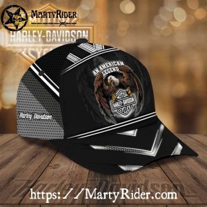 Classic Eagle Harley Davidson Caps – Monochrome Silver Style