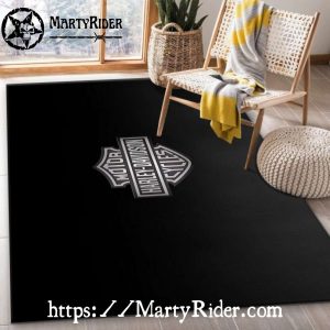 Classic Emblem on Black Harley Davidson Rugs