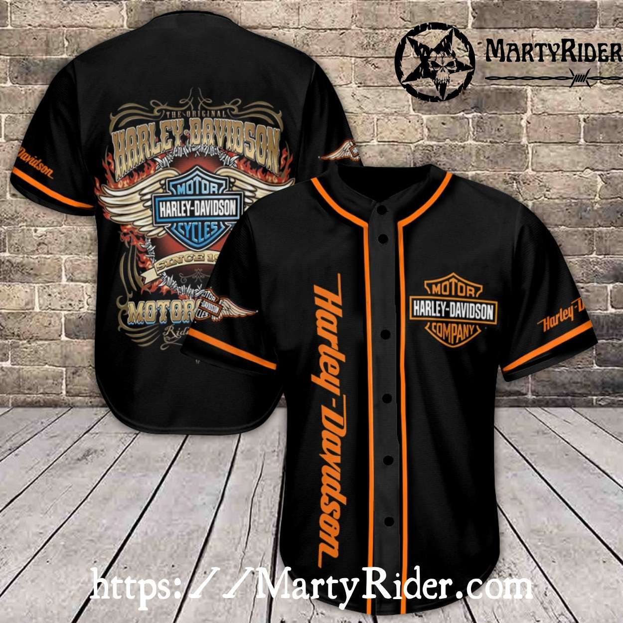 Classic Flame Wing Harley Davidson Baseball Jerseys Classic Flame Wing Harley Davidson Baseball Jerseys