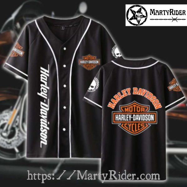 Classic Logo Harley Davidson Baseball Shirt Black Edition