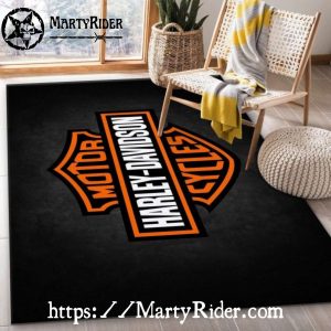 Classic Logo on Black Harley Davidson Rugs Design