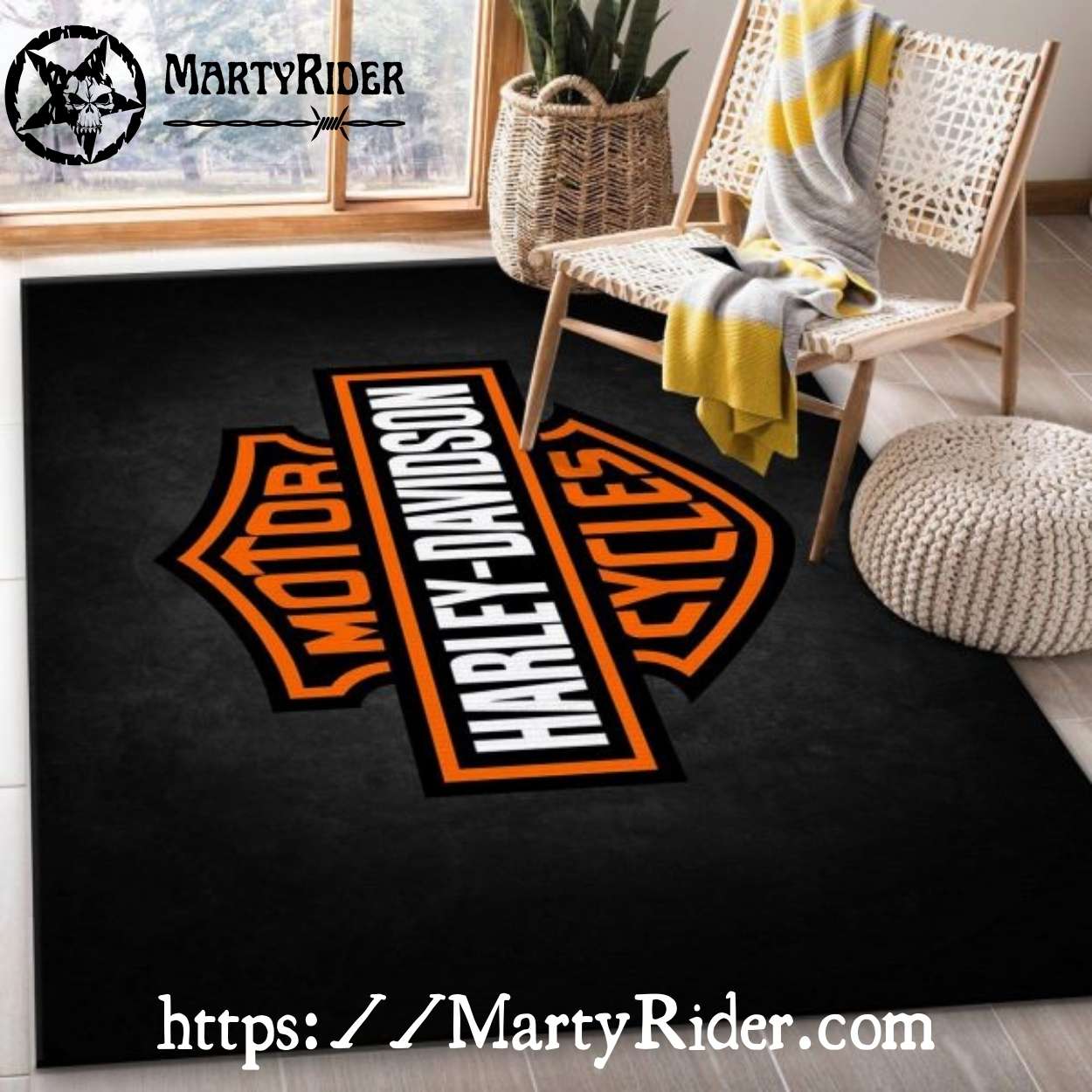 Classic Logo on Black Harley Davidson Rugs Design Classic Logo on Black Harley Davidson Rugs Design
