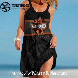 Classic Orange Logo Harley Davidson Beach Dress