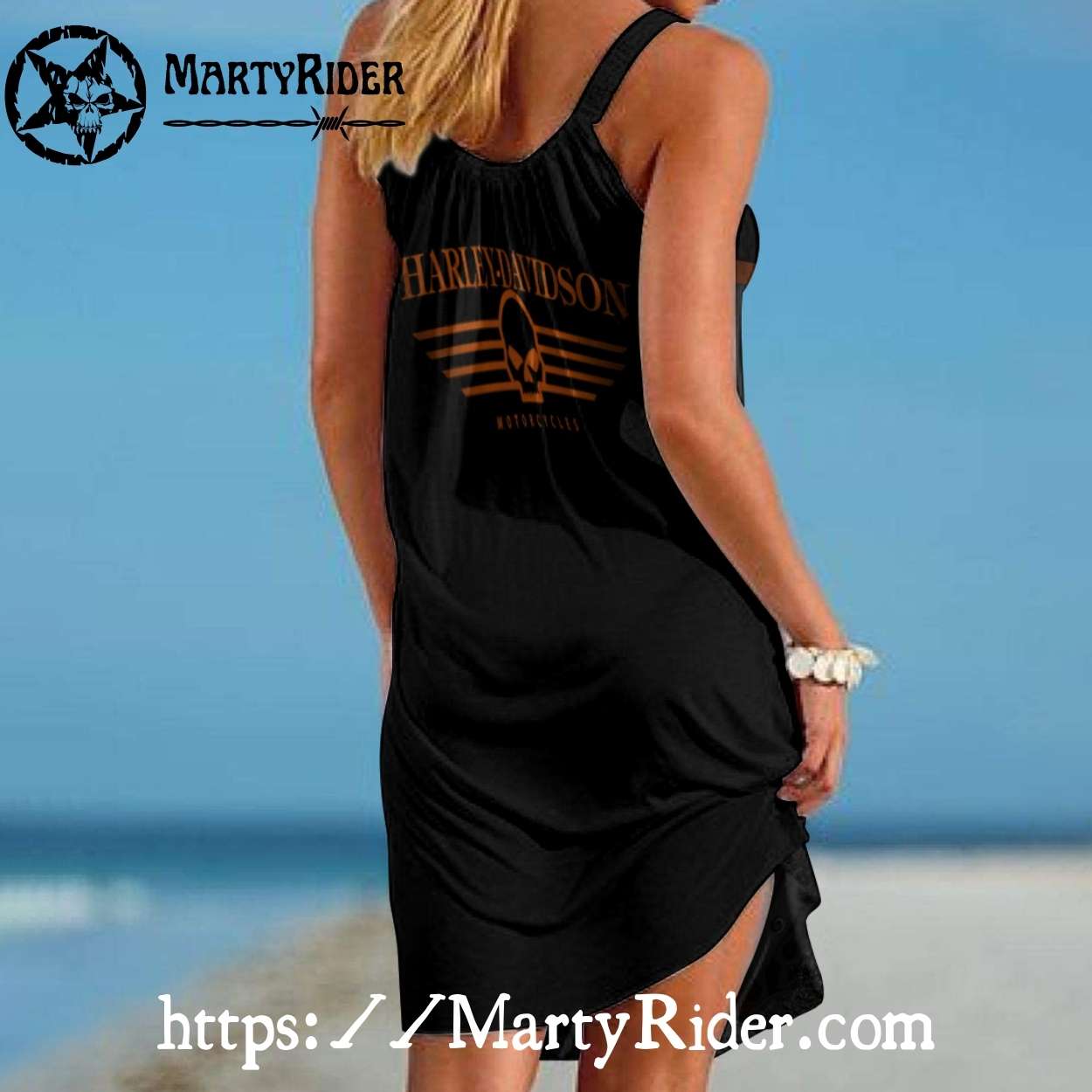 Classic Orange Logo Harley Davidson Beach Dress Classic Orange Logo Harley Davidson Beach Dress