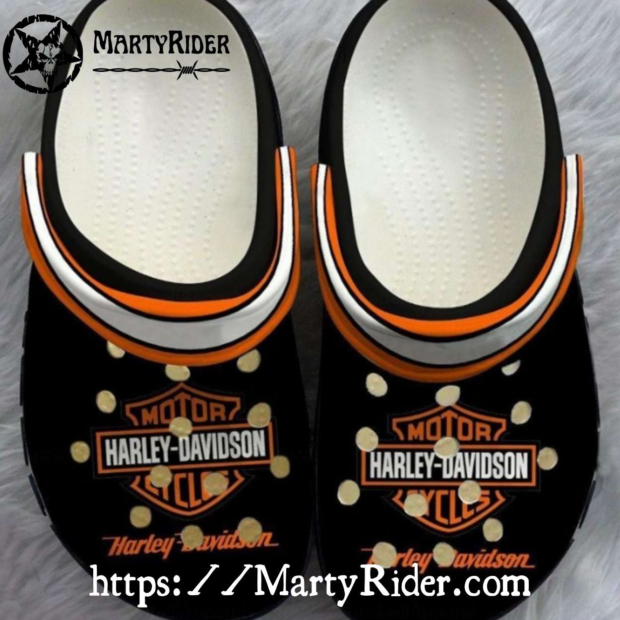 Classic Stripe Trim Harley Davidson Crocs in Black Classic Stripe Trim Harley Davidson Crocs in Black