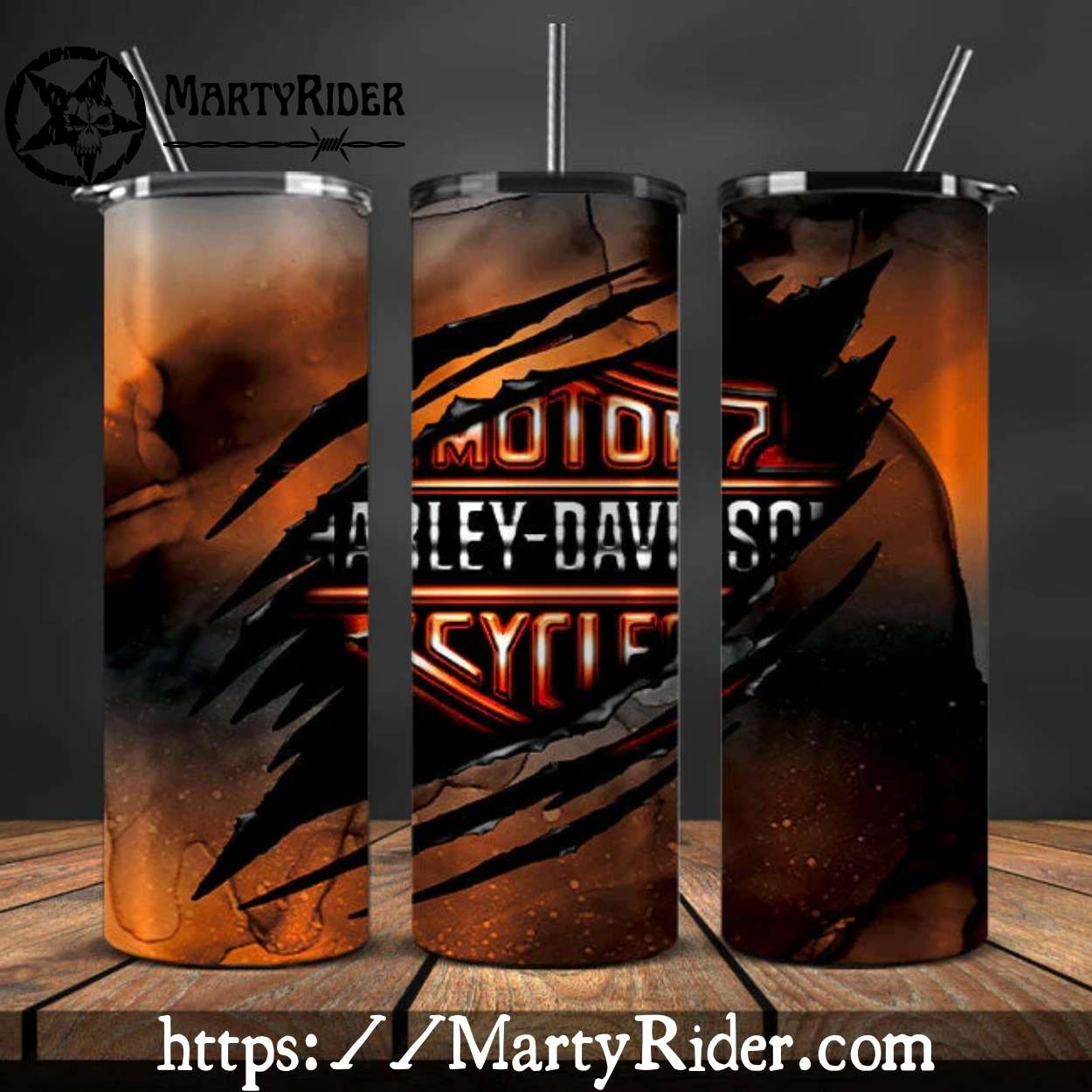 Claw Mark Orange Black Harley Davidson Tumblers 20oz Claw Mark Orange Black Harley Davidson Tumblers 20oz