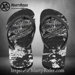 Claw Marks Harley Davidson Flip Flops Black Texture