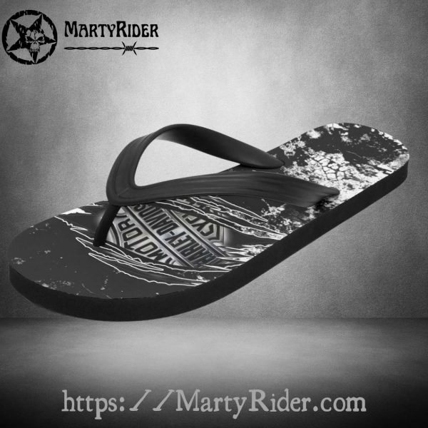 Claw Marks Harley Davidson Flip Flops Black Texture