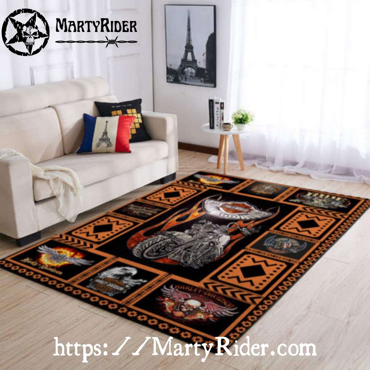 Collage of Riders and Flames Harley Davidson Rugs Collage of Riders and Flames Harley Davidson Rugs