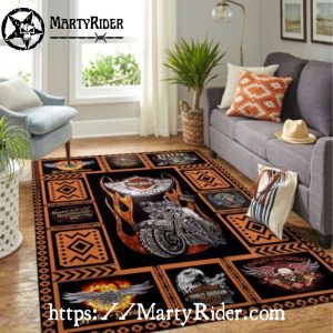 Collage of Riders and Flames Harley Davidson Rugs