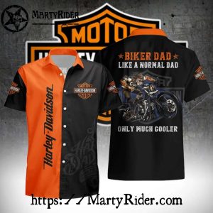 Cool Biker Dad Vintage Harley Davidson Hawaiian Shirt
