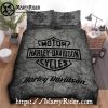Cracked Skull Circle Harley Davidson Bedding Sets Rugged