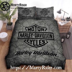 Cracked Cement Harley Davidson Bedding Sets Vintage Feel