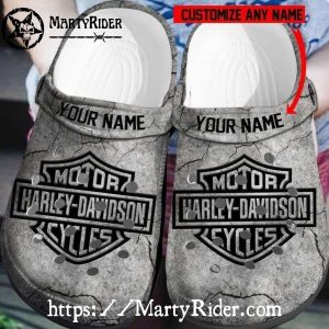 Cracked Concrete Harley Davidson Crocs Custom Name