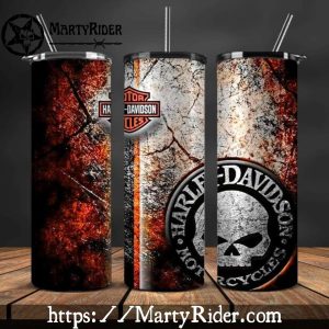 Cracked Skull Emblem Harley Davidson Tumblers 20oz