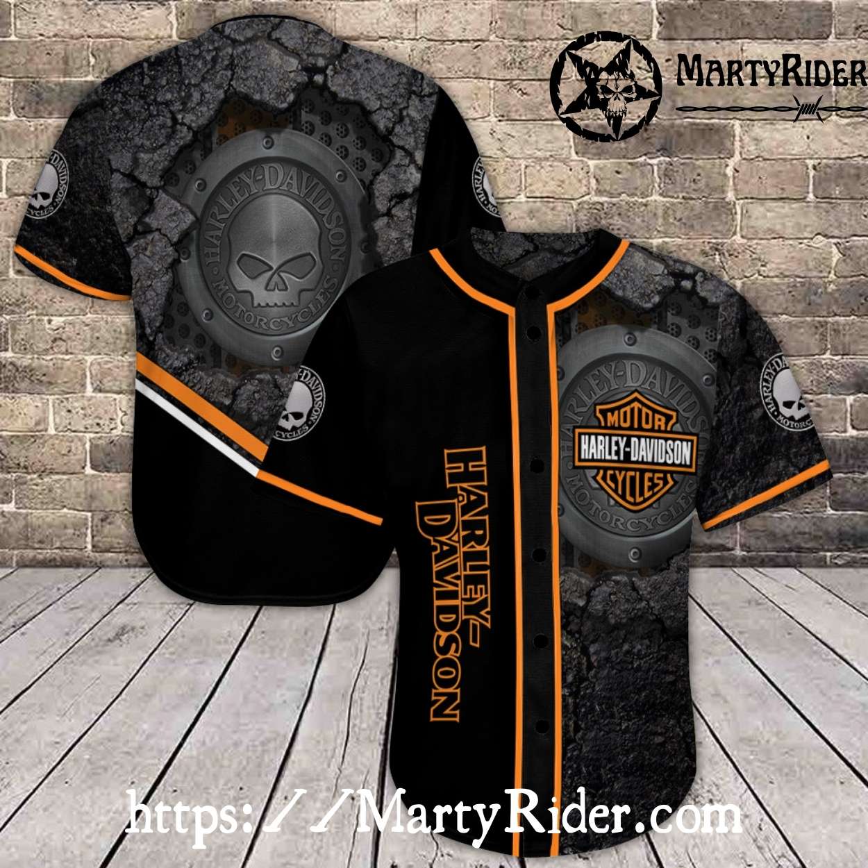 Cracked Skull Shield Harley Davidson Baseball Shirt Cracked Skull Shield Harley Davidson Baseball Shirt