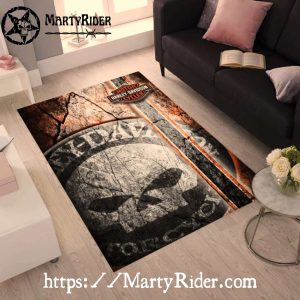Cracked Stone Skull Emblem Harley Davidson Rugs