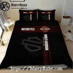 Cross Stripe Harley Davidson Bedding Sets Sleek Black Red