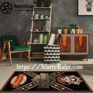Crossed Pistons Skull Star Harley Davidson Rugs