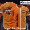 Custom Name Striped Harley Davidson Baseball Jersey