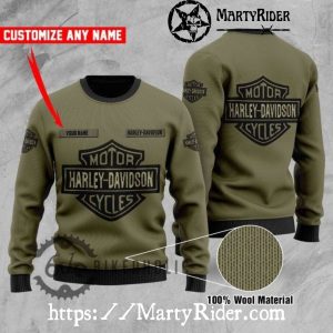 Custom Name Green Harley Davidson Ugly Sweater Design