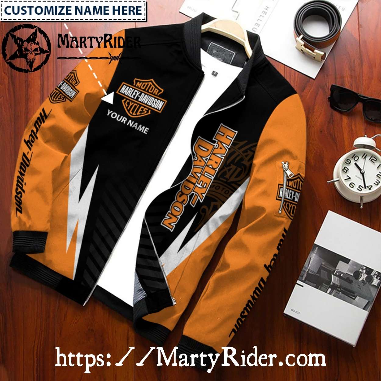 Custom Name Orange Harley Davidson Bomber Jacket Custom Name Orange Harley Davidson Bomber Jacket