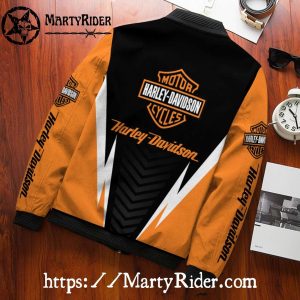 Custom Name Orange Harley Davidson Bomber Jacket