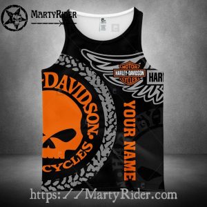 Custom Name Skull Wing Harley Davidson Tank Top