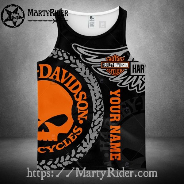 Custom Name Skull Wing Harley Davidson Tank Top
