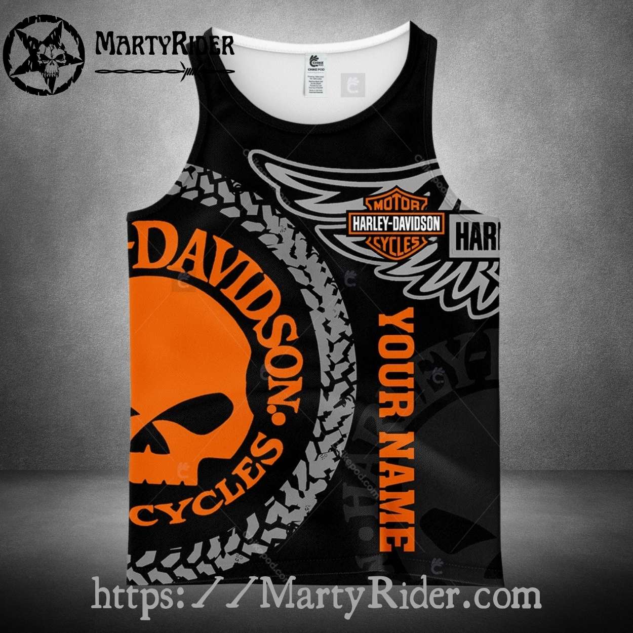 Custom Name Skull Wing Harley Davidson Tank Top Custom Name Skull Wing Harley Davidson Tank Top