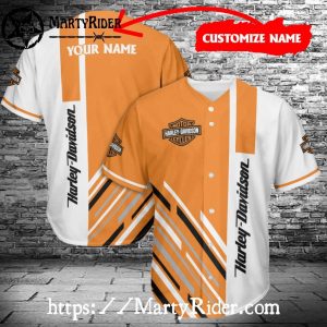 Custom Name Striped Harley Davidson Baseball Jersey