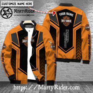 Custom Orange Black Harley Davidson Bomber Jackets bomber harley