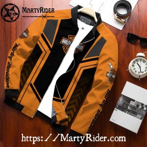 Custom Orange Black Harley Davidson Bomber Jackets bomber harley