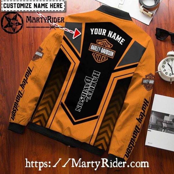Custom Orange Black Harley Davidson Bomber Jackets bomber harley