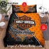 Black and White Skull Stripe Harley Davidson Bedding Sets