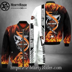 DNA Fire Pattern Harley Davidson Bomber Jacket