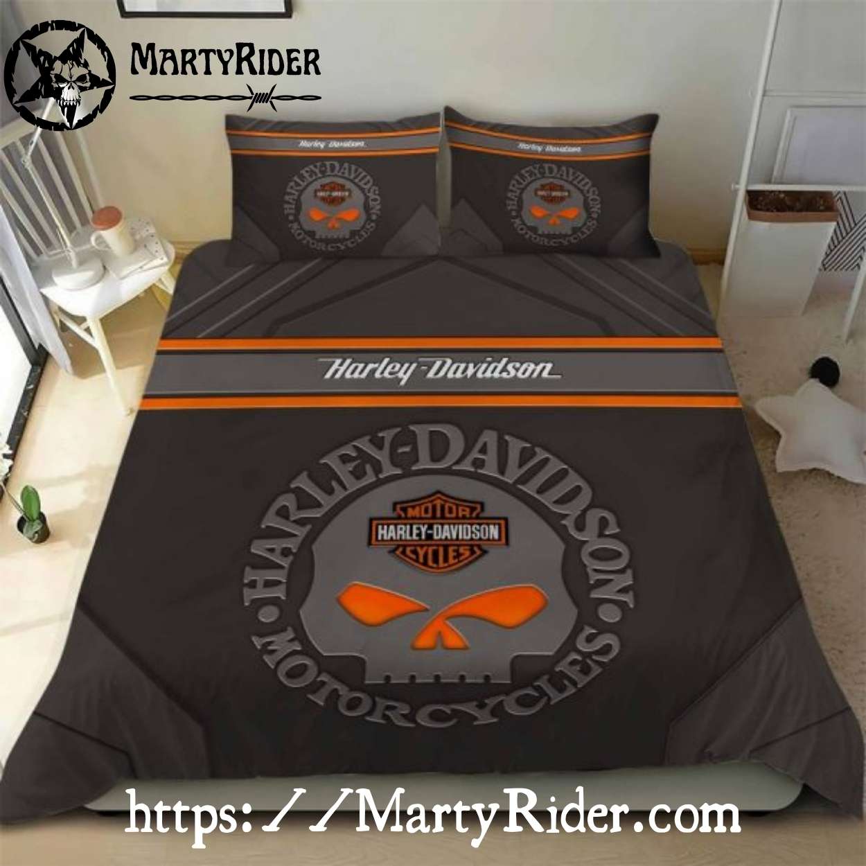 Dark Gray Skull Emblem Harley Davidson Bedding Sets Dark Gray Skull Emblem Harley Davidson Bedding Sets