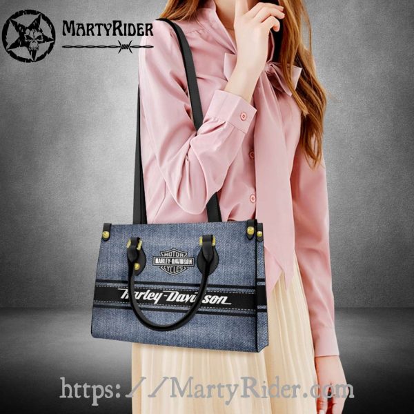 Denim Style Stripe Harley Davidson Leather Bags