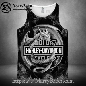 Dragon Wrapped Logo Tank Top Harley Davidson Style