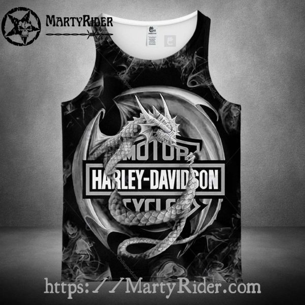 Dragon Wrapped Logo Tank Top Harley Davidson Style