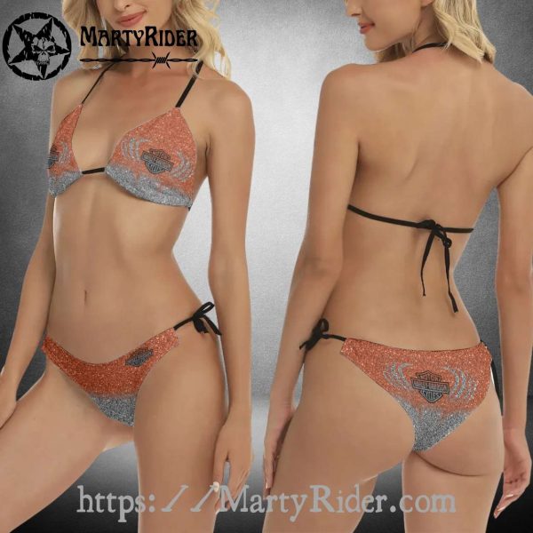 Dual Glitter Harley Davidson Bikinis Beach Sparkle