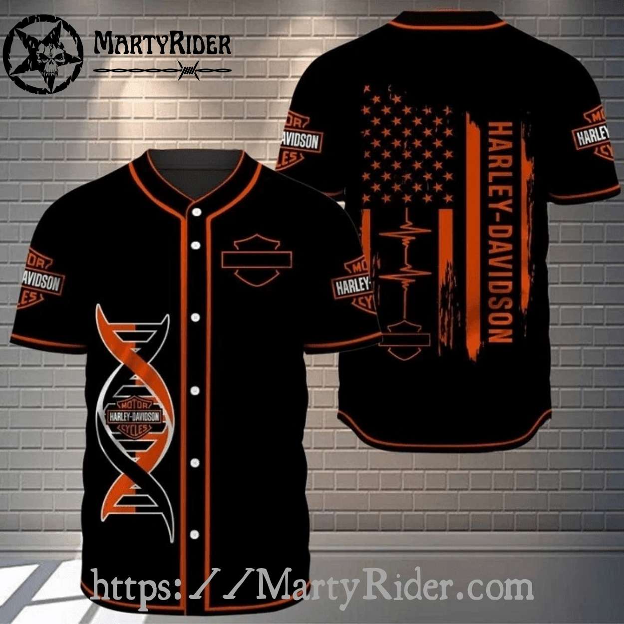 Eagle Biker Tattoo Art Harley-Davidson Jersey with Racing Stripes Eagle Biker Tattoo Art Harley-Davidson Jersey with Racing Stripes
